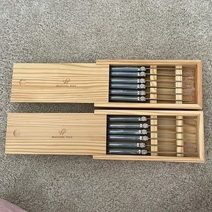 BRAND NEW Wolfgang Puck 4.5” Steak Knives with Wood Box (Set of 12)